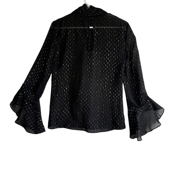 Trina Turk Black Ruffled Bell Sleeve Blouse. Size - Picture 12 of 12